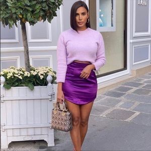 New Zara Satin Effect Mini Skirt Purple S